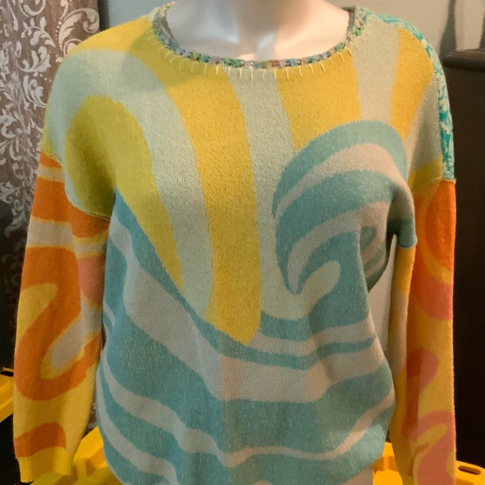 Free People Multicolor Swirl Sweater